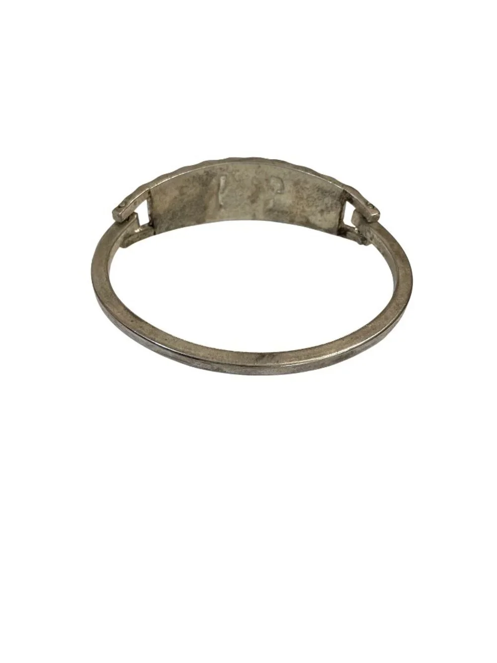 Mexico Sterling Silver 925 Hinged Floral Abalone Inlay Bangle Bracelet Child’s